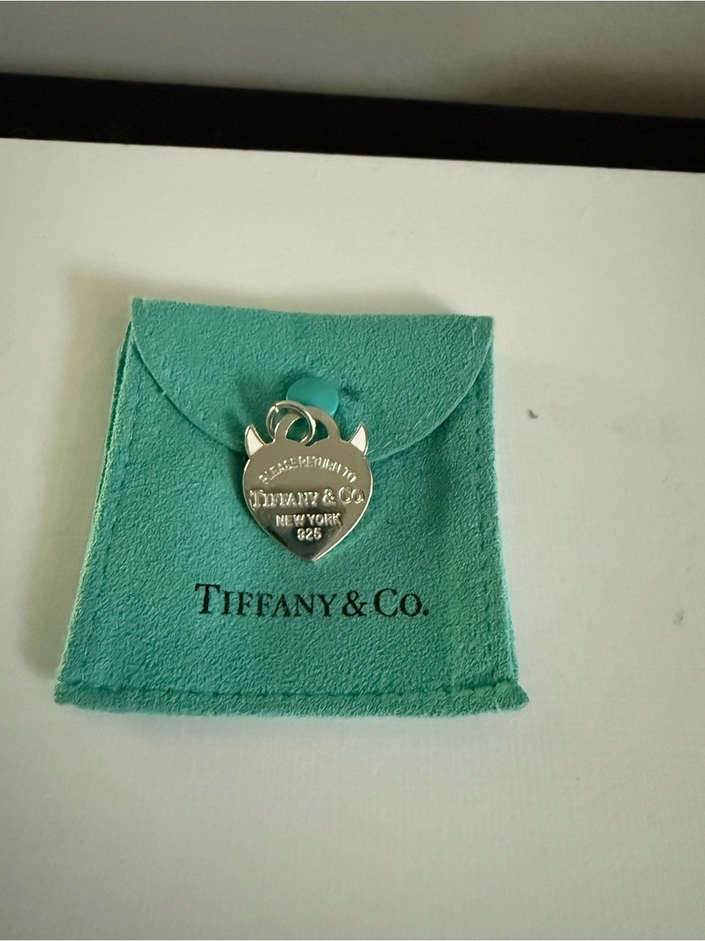 Tiffany & Co. White Enamel Sterling Silver Devil Heart Charm